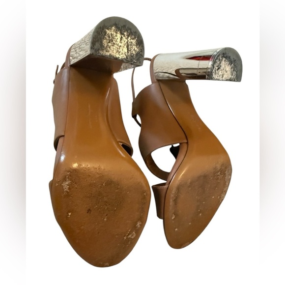 Salvatore Ferragamo Leather Galilea Sandals Block Heel Size 7.5 w/ Dust Bag - Picture 11 of 11